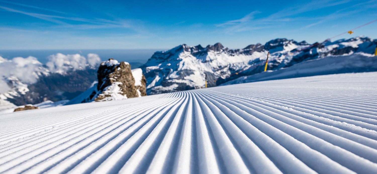 Corduroy pistes with views