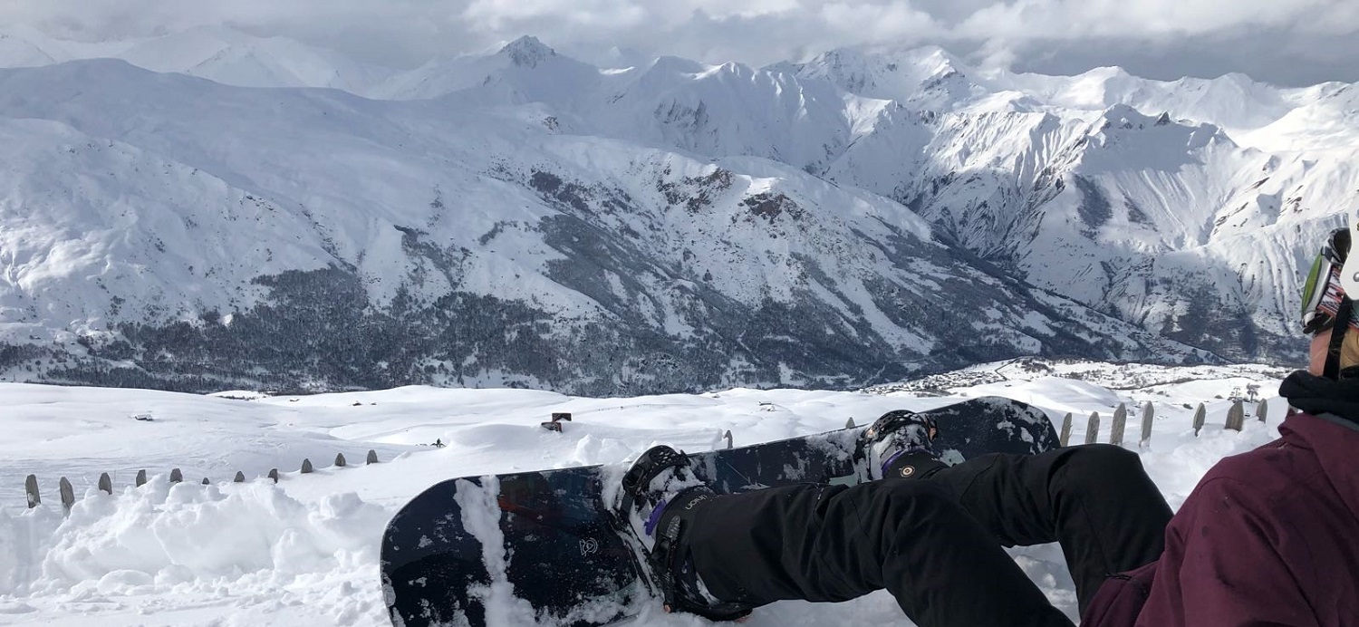 Saturday snowboarding with a view