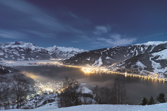 Zell am See and Surrounding Areas at Night
