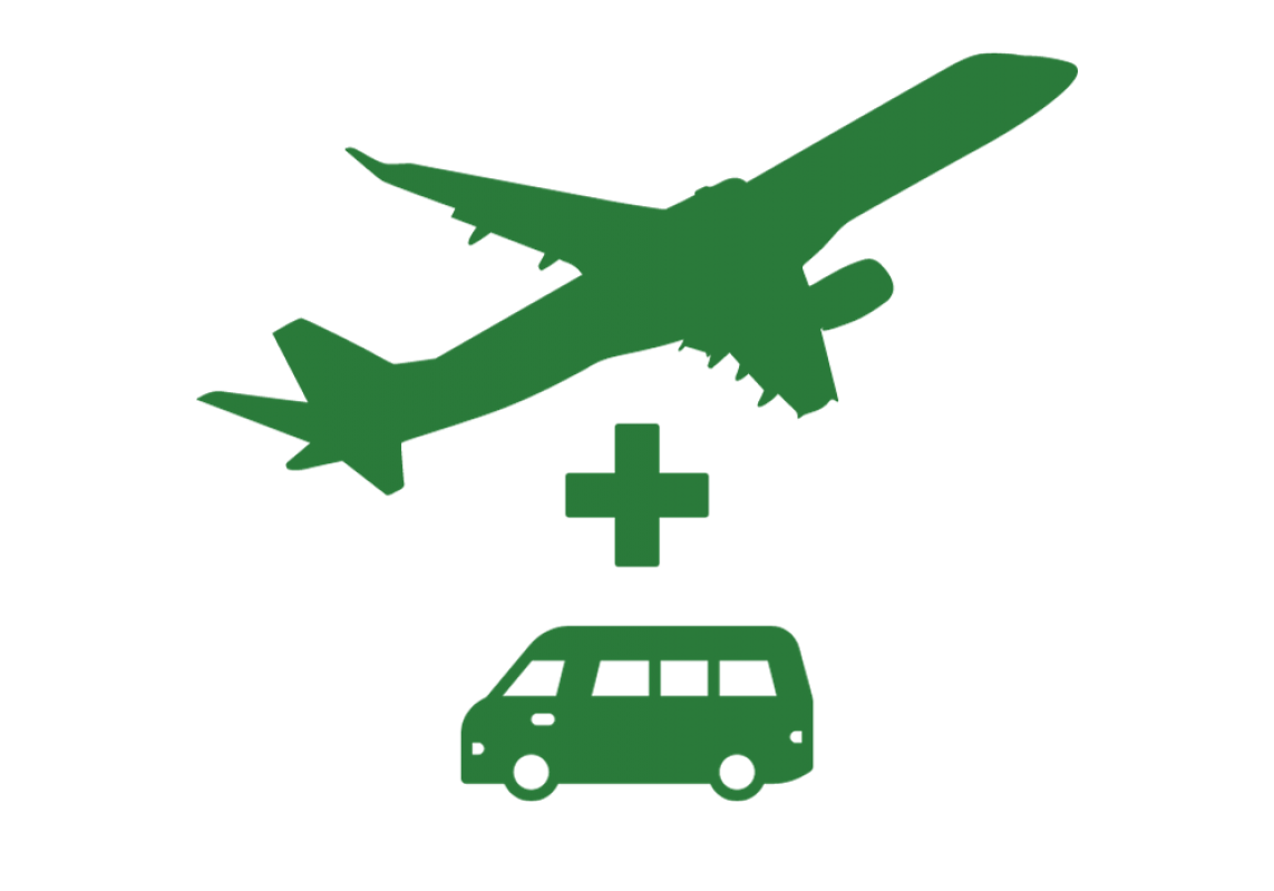 Carbon CO2 emissions by flight and minibus transfer