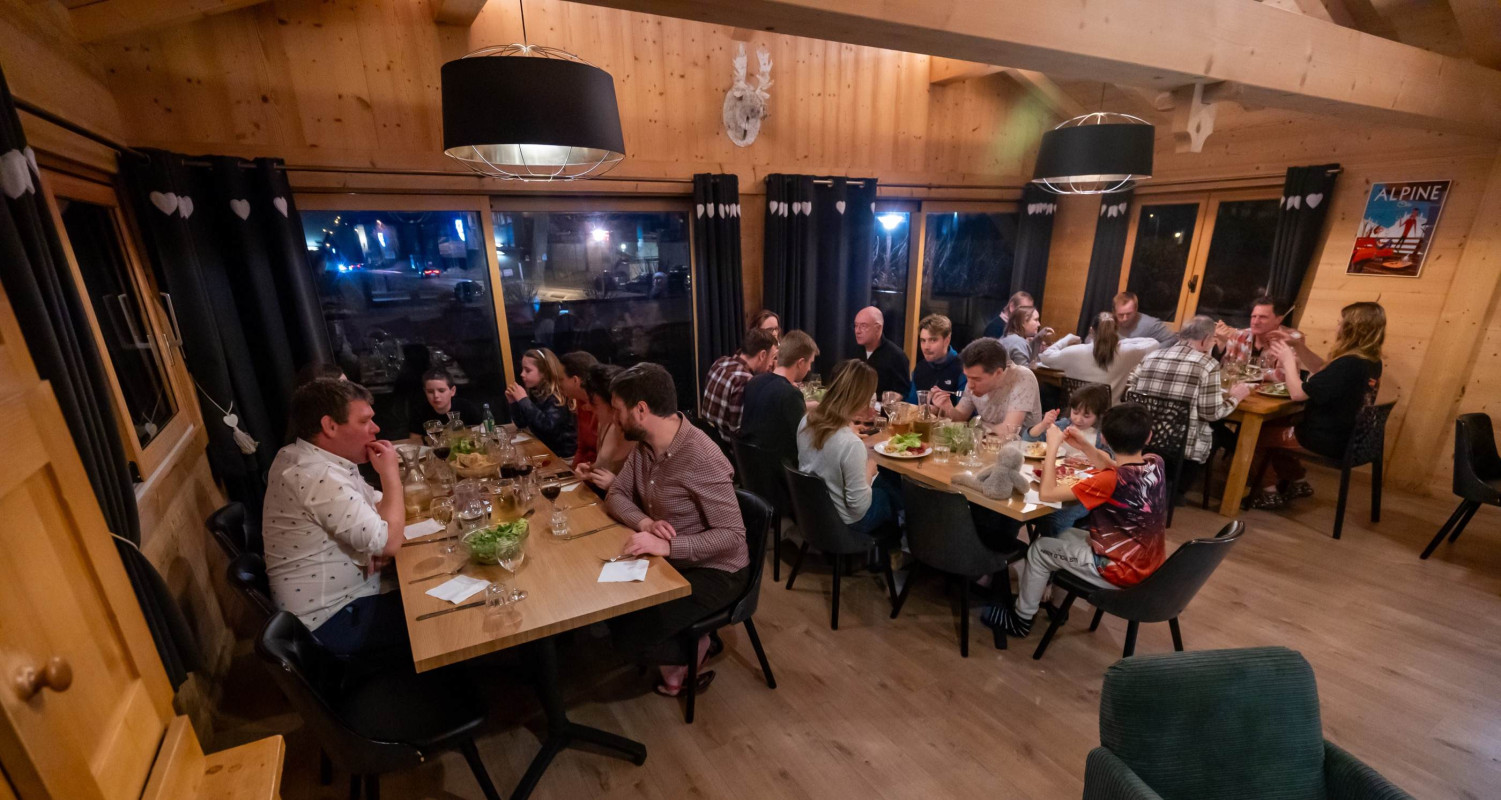 Group dining at Chalet Marjorie