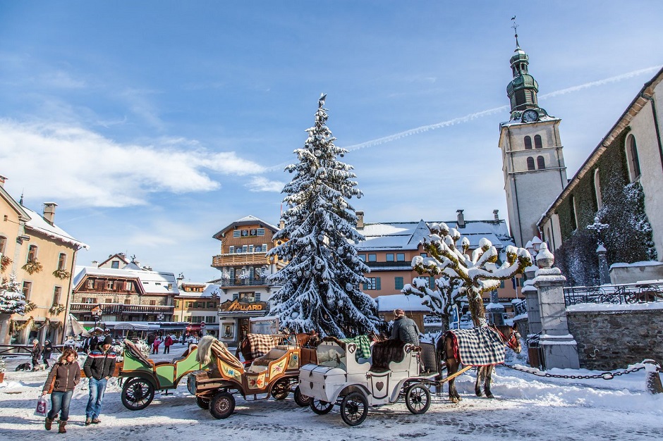 Megeve town center in winter 