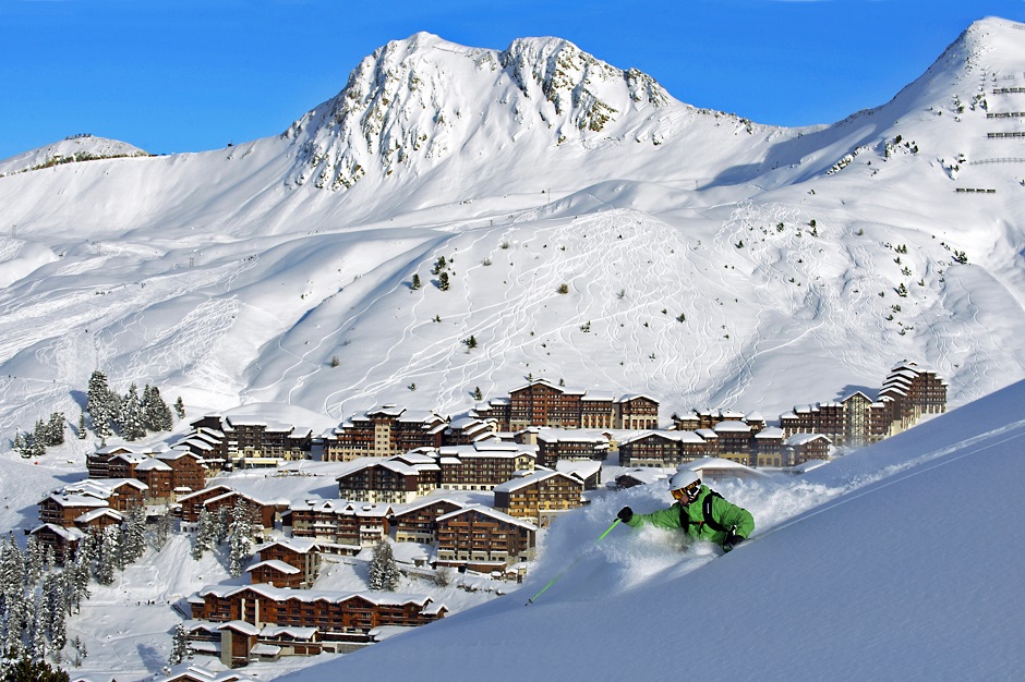 La Plagne mountains and town 